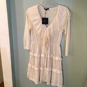 Ryu Anthropologie Cream Overlay Lightweight Cardigan